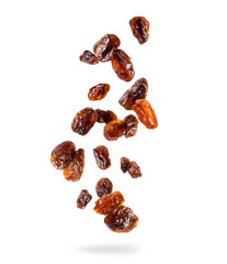 Delicious raisin in the air isolated on white background - obrazy, fototapety, plakaty
