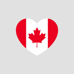 Canada flag in heart shape vector love Canada