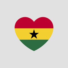 Ghana flag in heart shape vector love Ghana