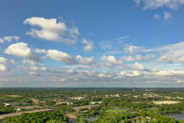Obraz premium Blue Sky and Clouds Over Business Area