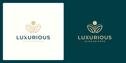 Luxury logo design template. Flower lotus logo, Beauty or spa logo design graphic vector illustration. Symbol, icon, creative.