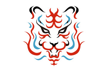 歌舞伎の隈取風の虎の顔のベクター イラスト