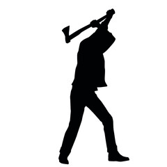  Silhouette Of Lumberjack With Ax