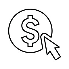 Click, payment line icon. Outline vector.