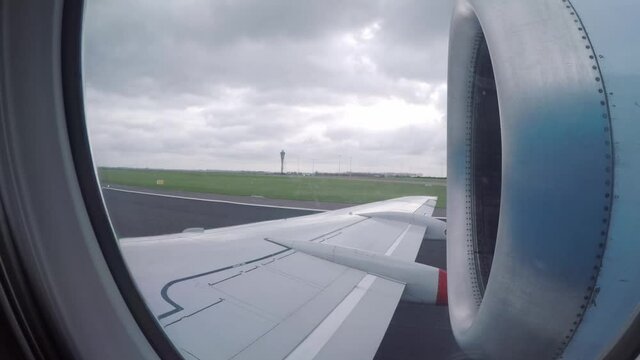 Fokker 70 Airplane Takeoff Wing And Engine View