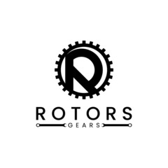 R Gear letter logo. Simple and modern. Suitable for engineering, mechanical, etc. industries.