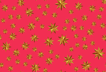 Fototapeta na wymiar Holiday New Year and Merry Christmas Seamless Pattern Background with golden stars. Vector Illustration