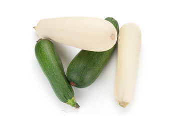 Zucchini close up on white background