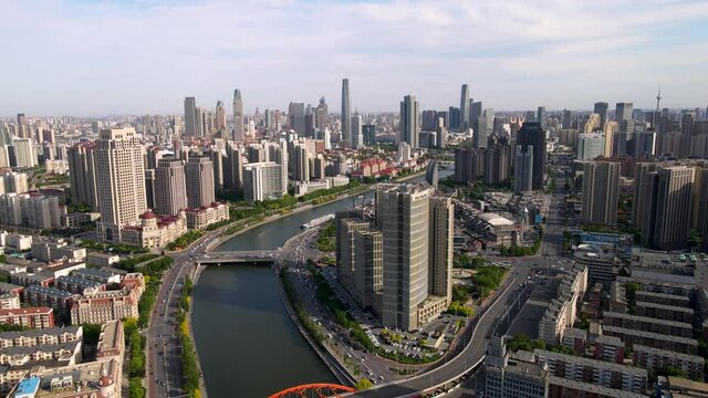 Aerial photography of Tianjin city scenery in China