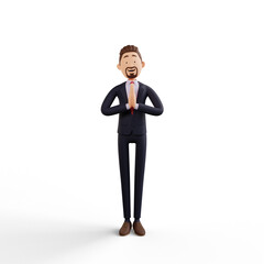 Fototapeta premium 3d business man character render greeting pose in white background