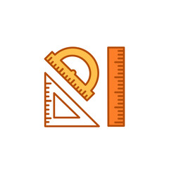 Rulers color line icon. concept. Measuring tools: ruler, triangle,
