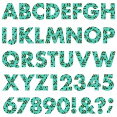 Naklejka premium winter holly pattern vector alphabet
