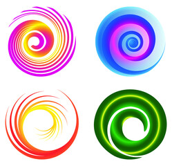 Abstract colorful spiral design vector element set