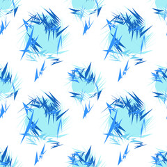 Blue Ice Abstract Pattern Expressionism Digital Illustration. Vector Design Seamless Modern Texture.