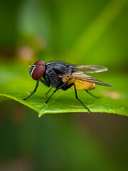 Musca autumnalis, the face fly or autumn housefly, is a pest of cattle and horses. Selective focus image.