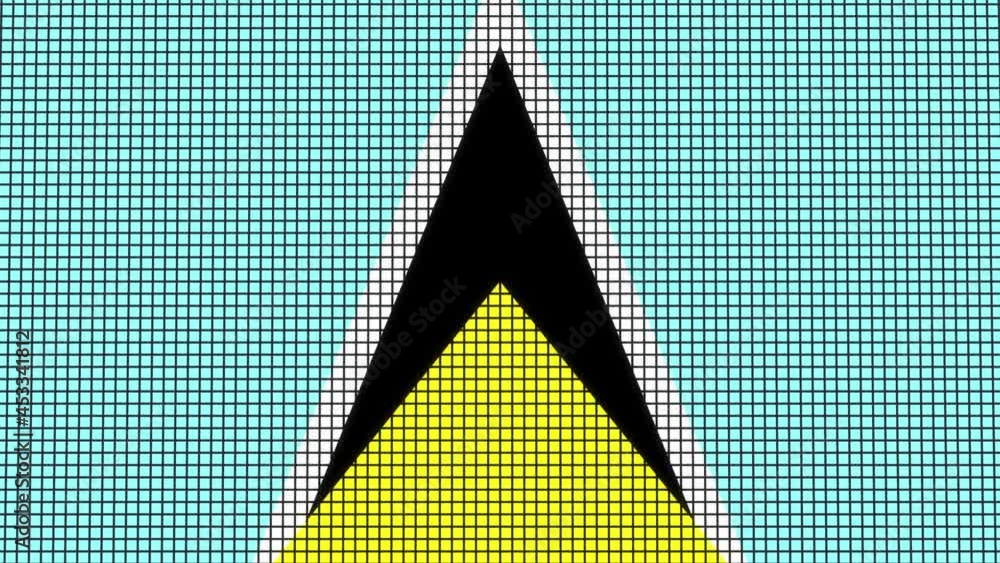 Poster saint lucia flag animated in pixel grid style technology background