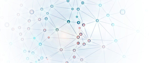 internet digital security technology concept for business background. Lock on circuit board