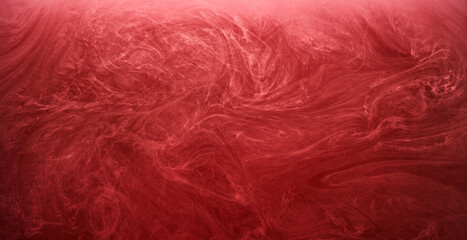 Abstract red ocean background, ruby paints in water, vibrant bright smoke scarlet wallpaper