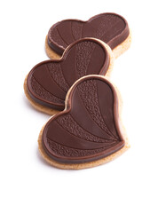 chocolate chip cookie heart isolated