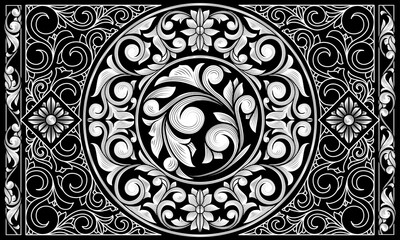 Decorative monochrome ornate retro design card