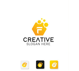 Modern abstract logo with initials letter f