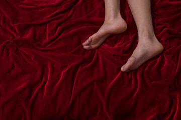 Legs of men lying in bed. Sensual. Man legs. Photo. Bedroom. Good morning. 
