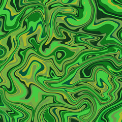 Fototapeta na wymiar Liquid art texture. Abstract background with swirling paint effect. Green color. Painting with liquid acrylic that pours and splashes. Mixed paints for an interior poster.