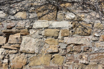 Mauer der Burg auf dem Leopoldsberg, Wien, Österreich, 31.03.2016