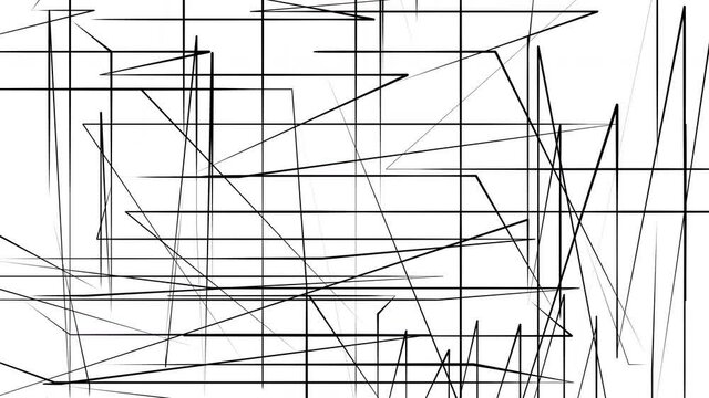 4k animation with geometric lines on a white background with alpha channel. Smooth drawing corners in a futuristic interchangeable style. Stock video for overlay and abstract background.