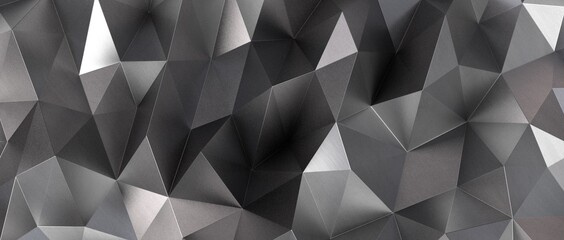 3D rendering of silver color triangle polygonal