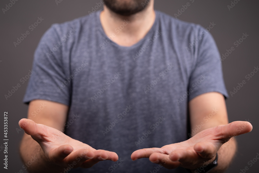 Poster empty open hand in closeup