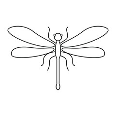 Dragonfly isolated on white background. Cute insects are drawn with a thin black outline. Suitable for coloring. Vector.