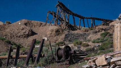 Old Mine train track from old ghost town Cerro Gordo