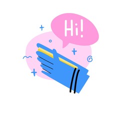 Cartoon hands are holding a phone. Icon of hands a smartphone for communication. Modern style. Vector.