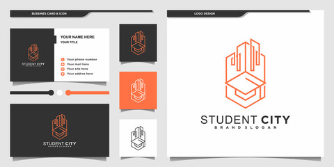Minimalist student city logo design inspiration with modern and unique line art style Premium vektor