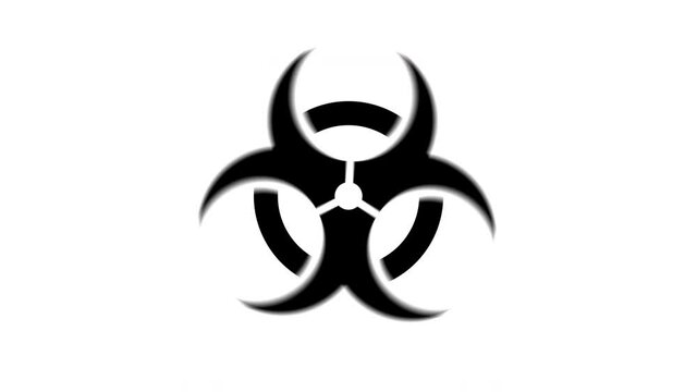 Motion graphic video element. Animated rotation biohazard icon sign. Biological caution quarantine symbol
