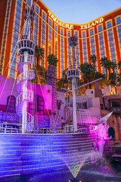 Treasure Island Hotel and Casino Las Vegas in the evening