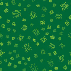 Set line Beetle bug, and Cockroach on seamless pattern. Vector