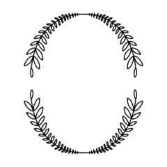 Laurel wreath. Vector hand drawn laurel wreath isolated on white background. Doodle style. Outline floral frame.