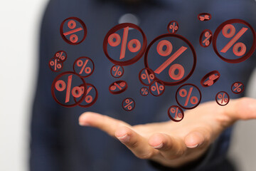 Blurred sale background percent 3d