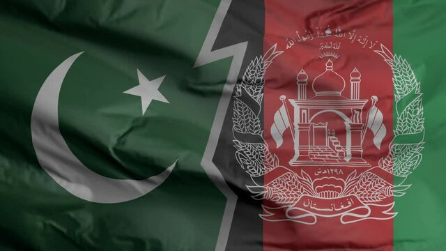 Pakistan and Afghanistan flag seamless closeup waving animation. Pakistan and Afghanistan Background. 3D render, 4k resolution
