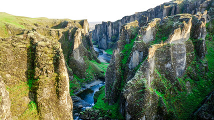 Fjaðrárgljúfur, South Iceland - mossy canyon in the summer