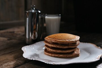 Fresh pancakes with berries brunch