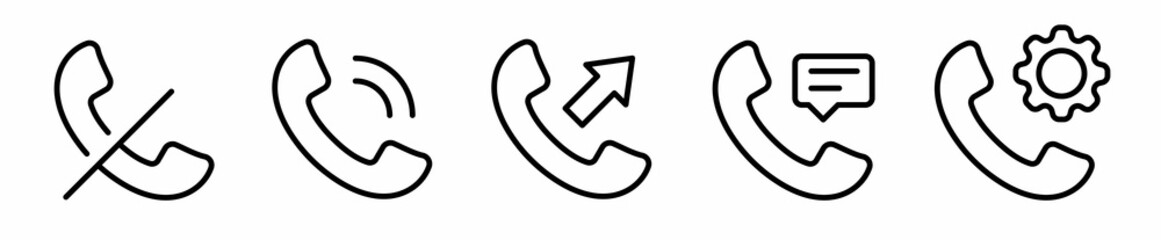 Phone icon set. Smartphone. Mobile phone. Phone Icons. Call, telephone, chat, voice, battery. Telephone symbol. Contact us. Vector illustration