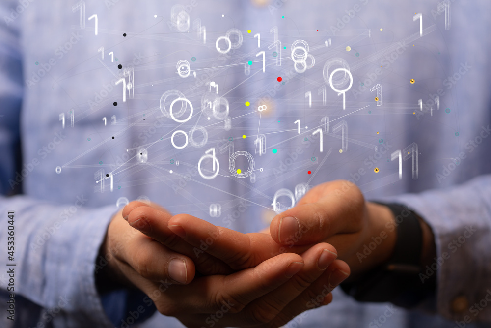 Poster technology background. big data concept. binary