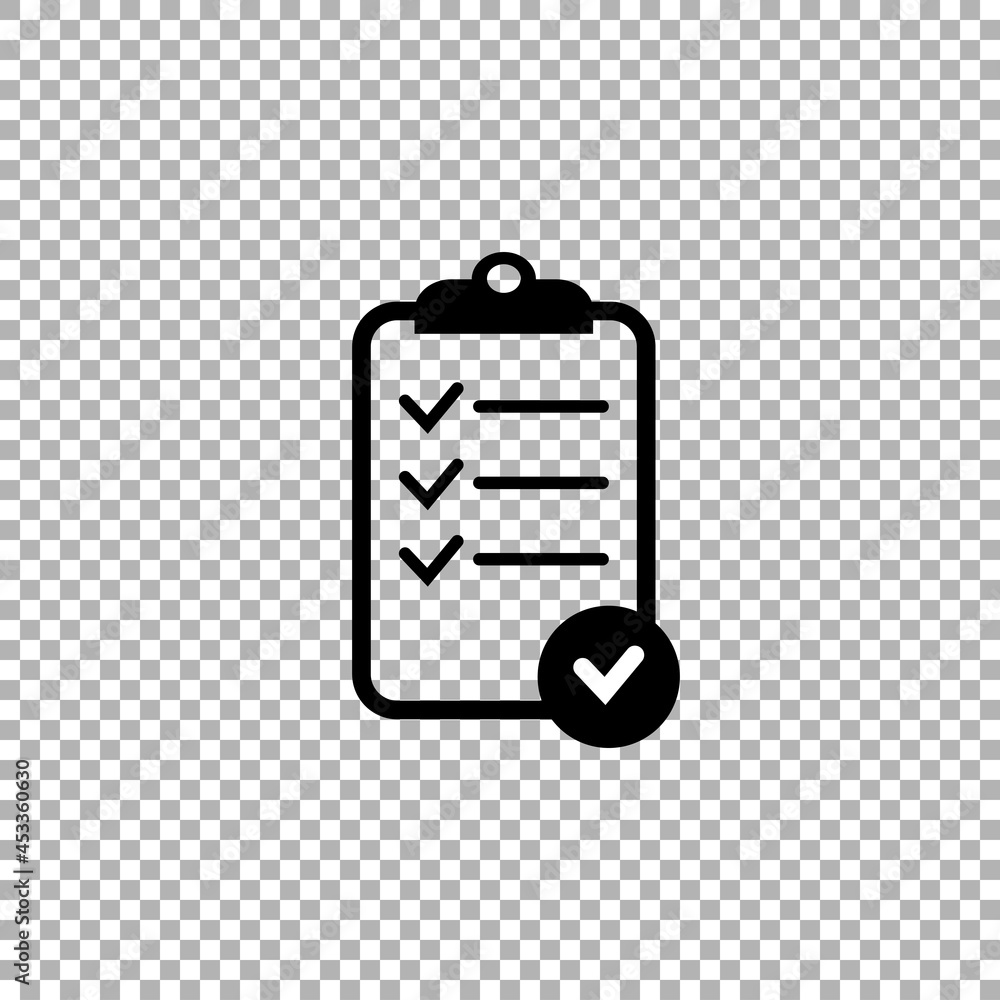 Poster checklist icon from business set. vector style: flat symbol, gray color, rounded angles, white backg