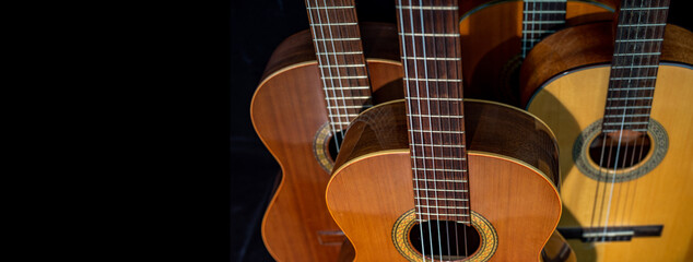 Spanish guitars for an instrumental concert concept - obrazy, fototapety, plakaty
