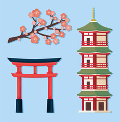 Japanese arch and icons