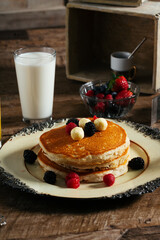Fresh pancakes with berries brunch © Gabriel