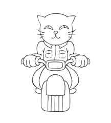 Cat with motorcycle to coloring